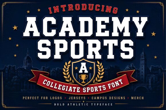 Academy Sports: Bold Collegiate Font for Athletic Designs