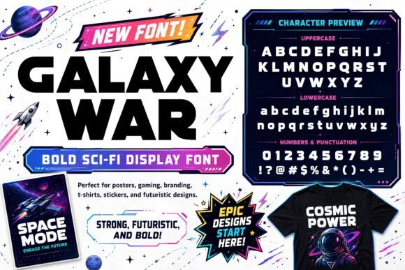 Galaxy War: Bold Sci-Fi Display Typeface for Modern Creators