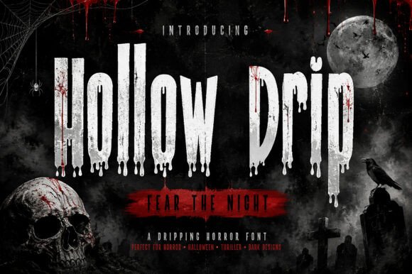 Hollow Drip: Atmospheric Horror Display Typeface